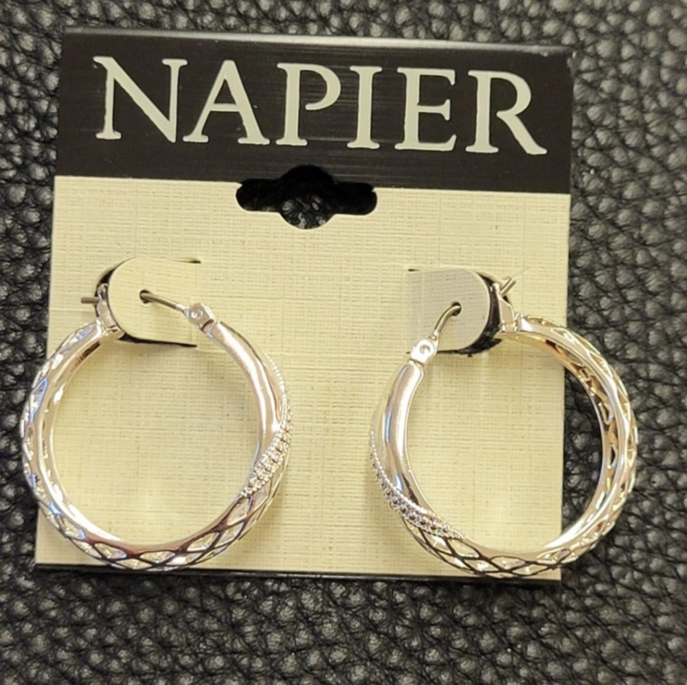 Napier Silver Tone Woven Earrings